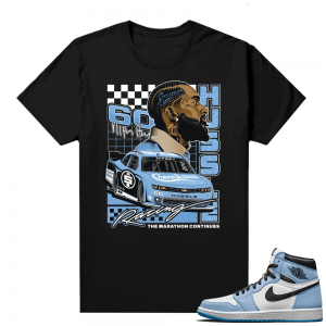 Jordan 1 University Blue shirt Black Nipsey Racing