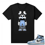 Jordan 1 University Blue shirt Black Skull Mouse x UNC 1s