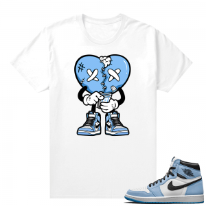 Jordan 1 University Blue shirt White Broken Heart