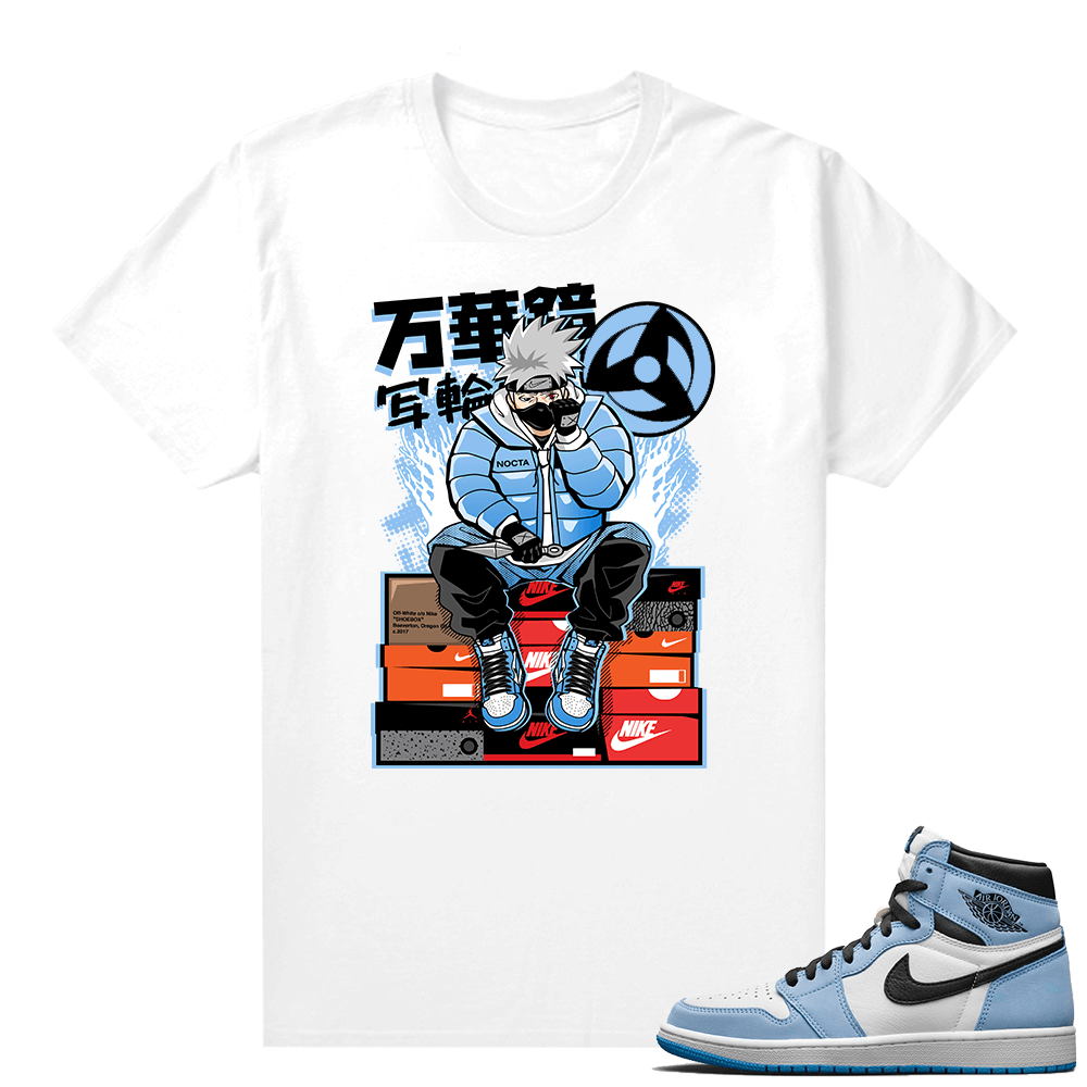 Jordan 1 University Blue shirt White Kakashi