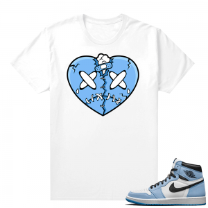 Jordan 1 University Blue shirt White Sad Heart