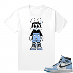 Jordan 1 University Blue shirt White Skull Mouse x UNC 1s