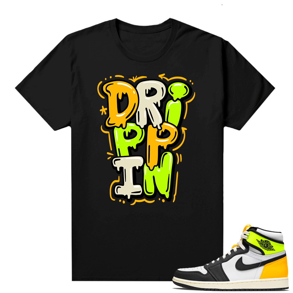 Jordan 1 Volt Gold shirts - Black - Drippin Bubble Drip