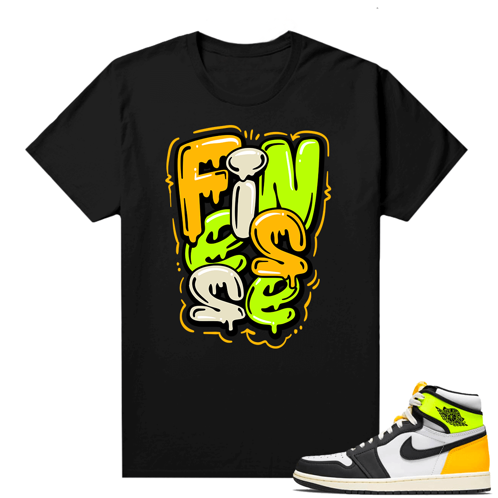 Jordan 1 Volt Gold shirts - Black - Finesse Bubble Drip