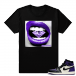 Jordan 1 sneaker tees Court Purple | Diamond Lips | Black shirt