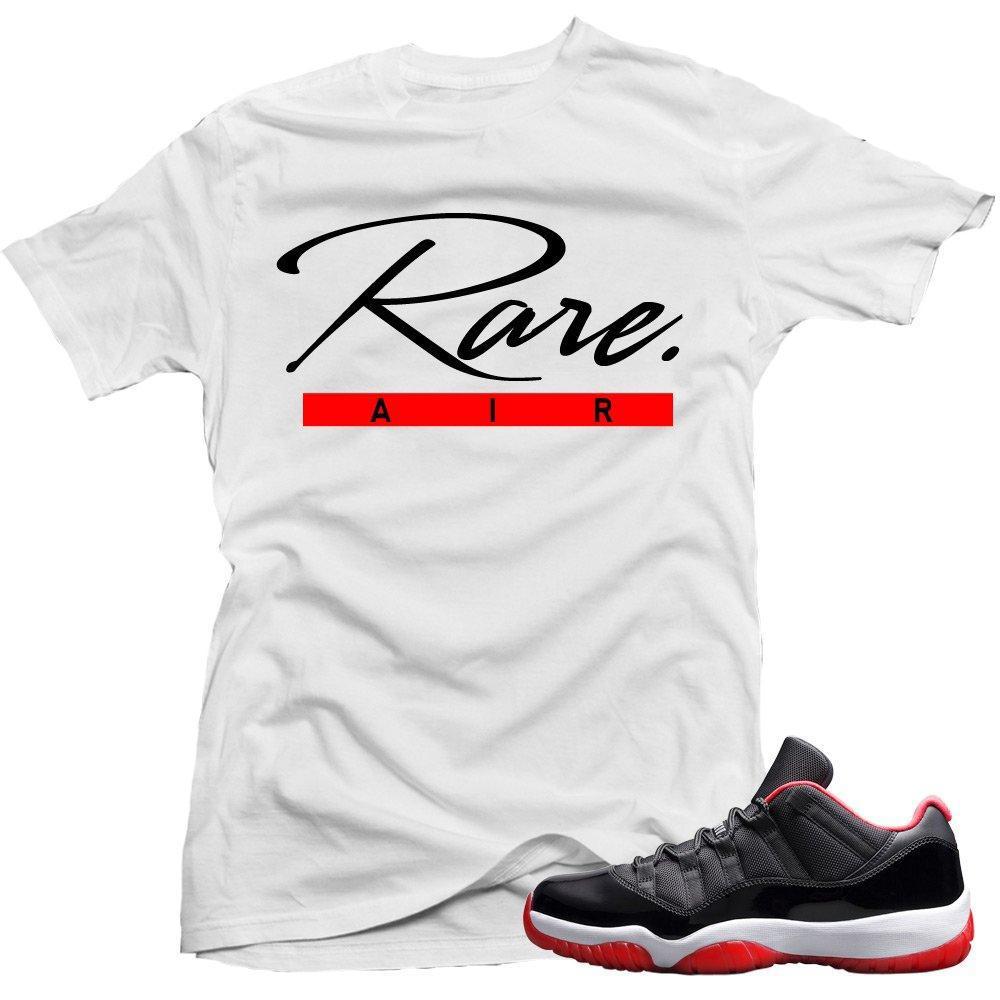 Jordan 11 Bred Low shirt to match 'Rare Air Script' White Sneaker Tees