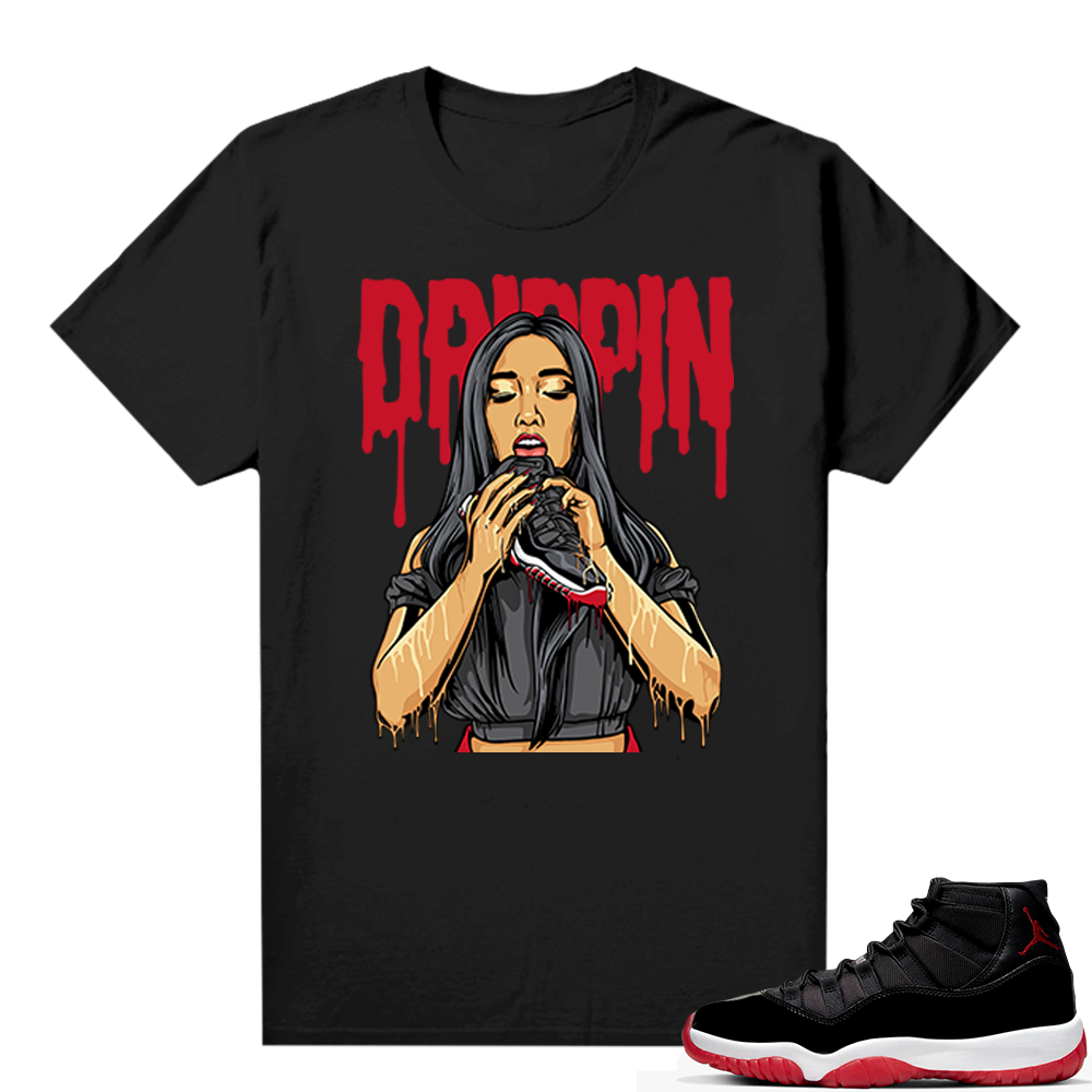 Jordan 11 Bred shirt black - Drippin