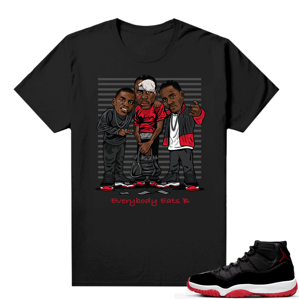 Jordan 11 Bred shirt black - Everybody Eats B