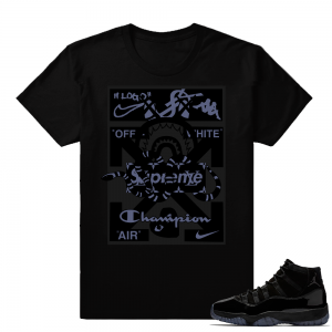 Jordan 11 Cap and Gown Designer Mashup shirt  Black tee