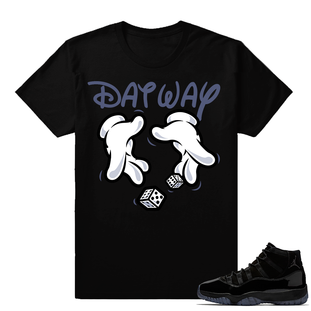 Jordan 11 Cap and Gown Sneaker tee shirt  Dat Way  Black tee