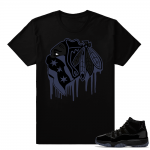 Jordan 11 Clothing Shirts  Black Hawks Drip  Black tee