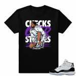 Jordan 11 Concord shirt Checks over stripes | Black shirt