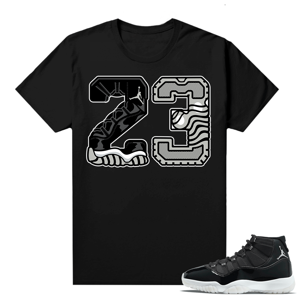 Jordan 11 Jubilee Match Sneaker Tees Shirts - Black - 23 Sole