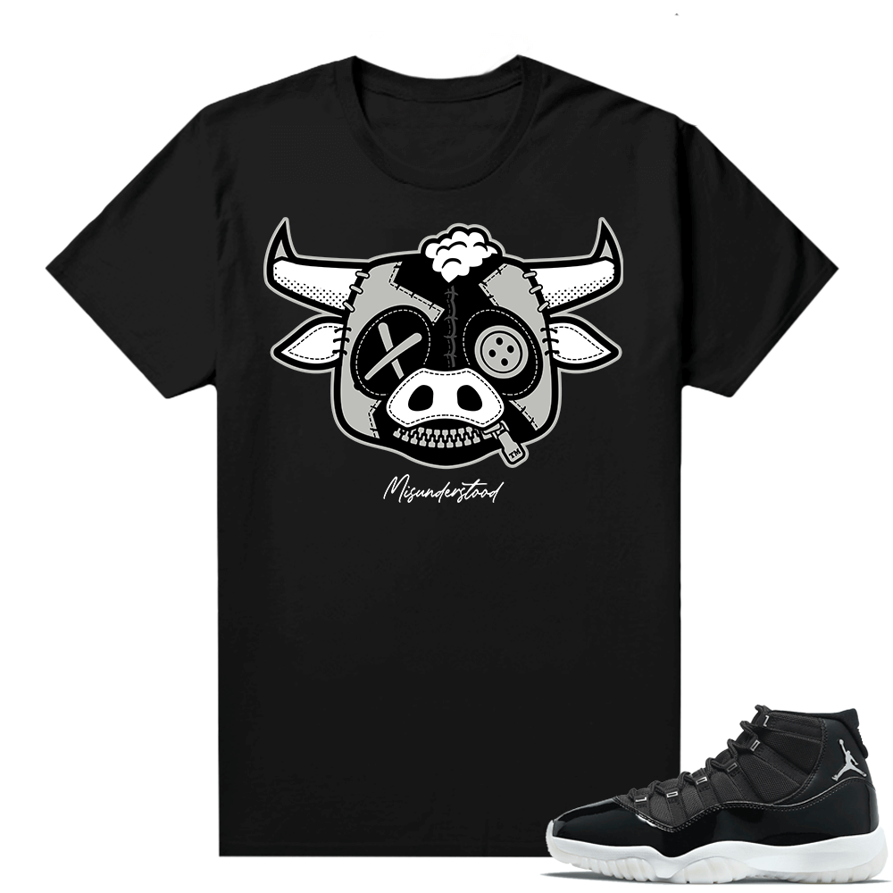 Jordan 11 Jubilee Match Sneaker Tees Shirts - Black - Bull