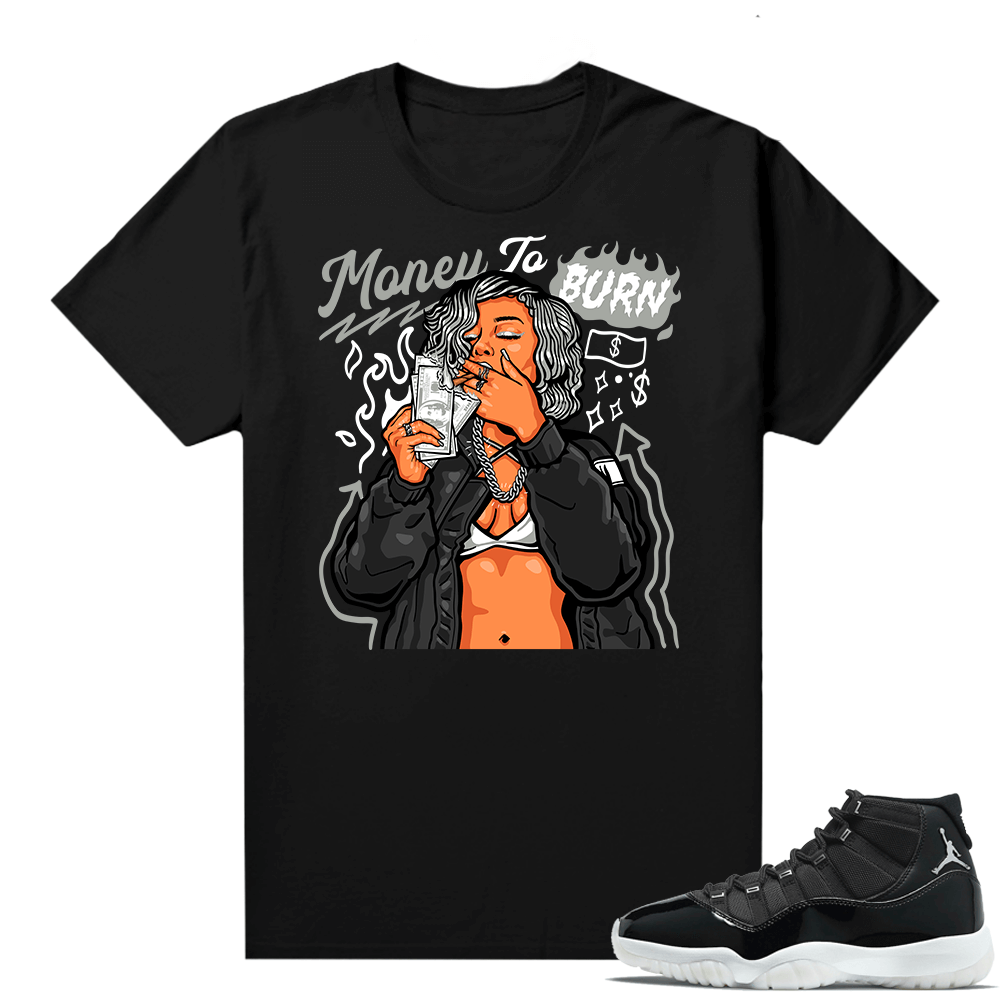 Jordan 11 Jubilee Match Sneaker Tees Shirts - Black - Money To Burn