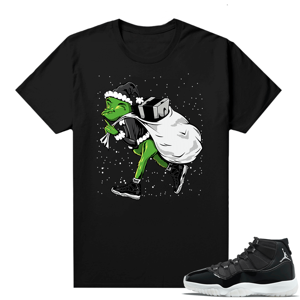 Jordan 11 Jubilee Match Sneaker Tees Shirts - Black - Sneakerhead Grinch