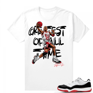 Jordan 11 Low Concord Bred Sneaker outfit shirt - White - MJ Greatest of All Time V2