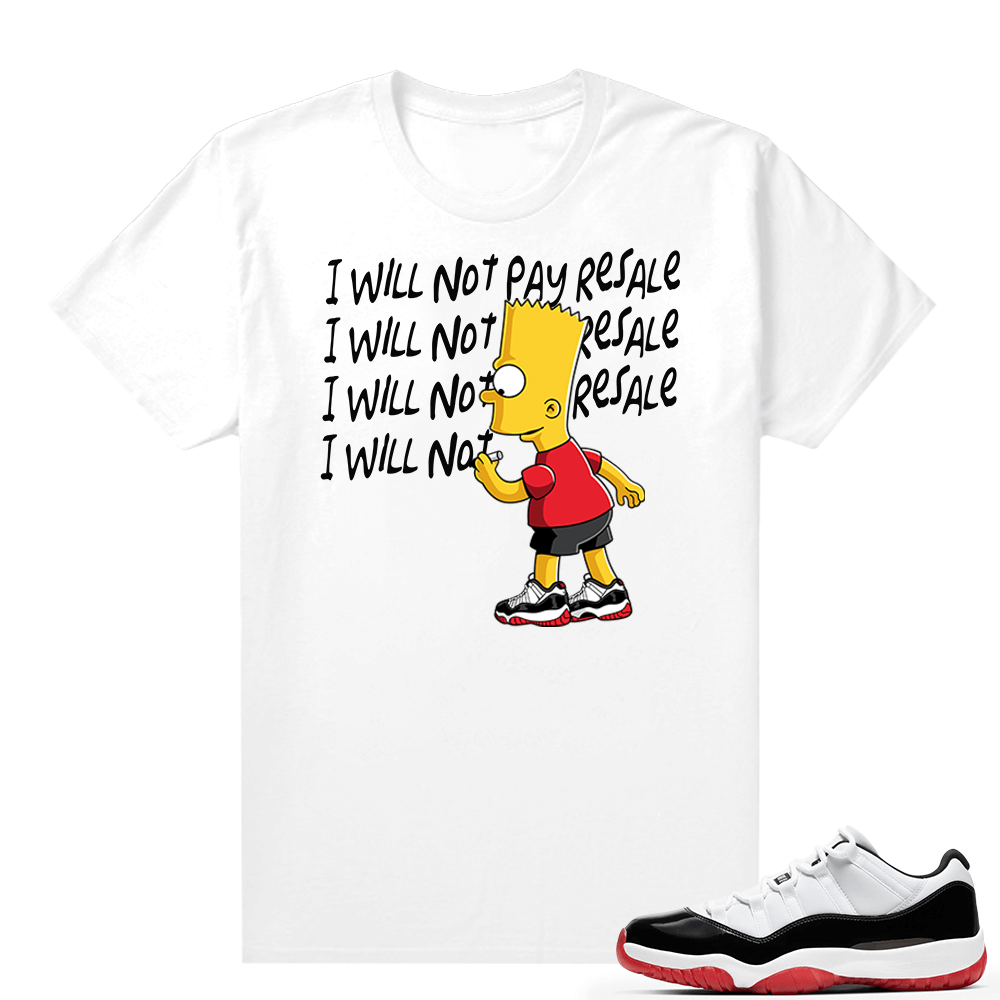 Jordan 11 Low Concord Bred Sneaker Shirt - White - Will Not Pay Resale