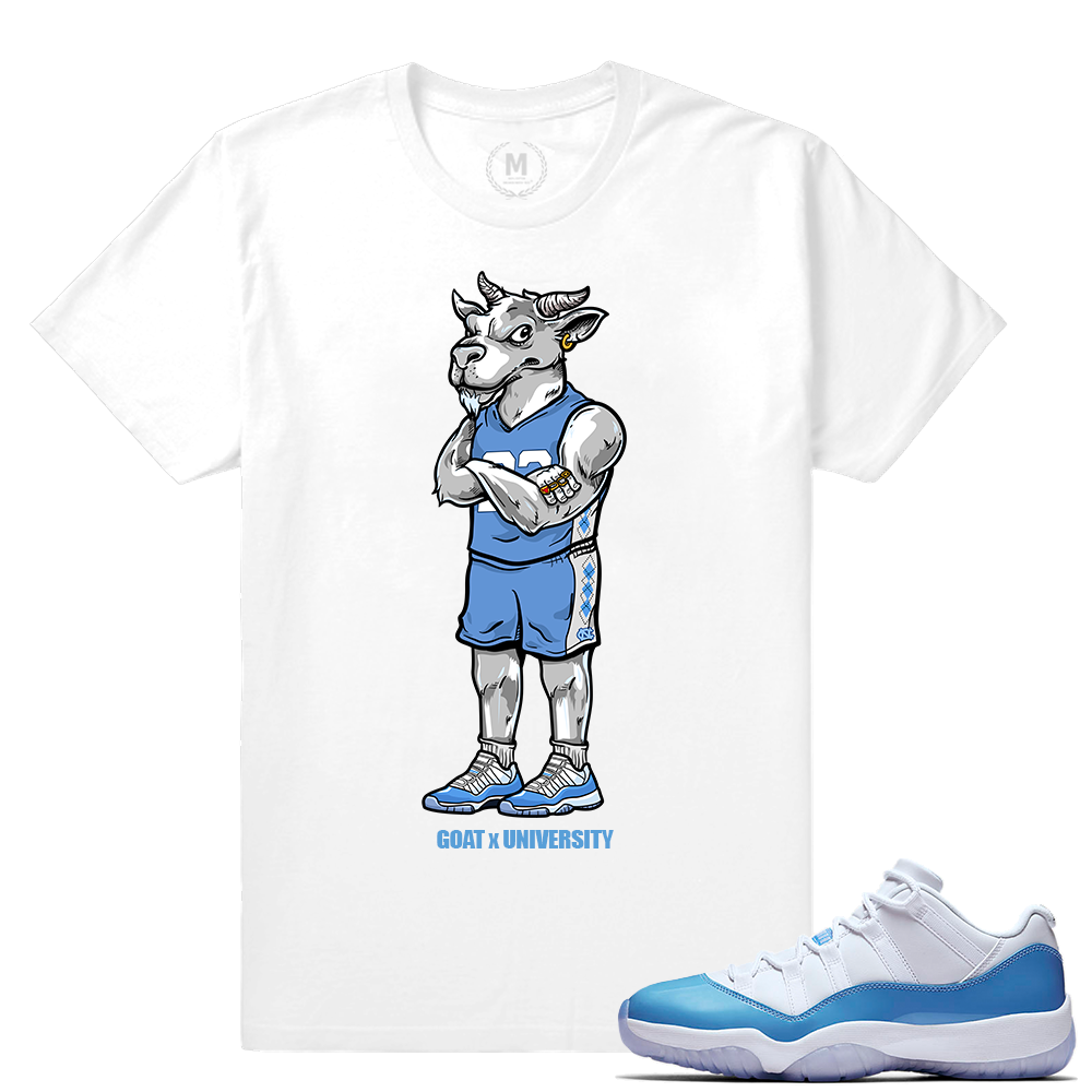 Match Jordan 11 UNC lows | Goat x University | White T shirt