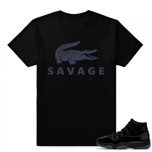 Jordan 11 Savage shirt  Cap and Gown  Black tee