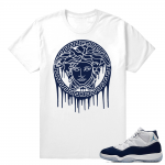 Jordan 11 Sneaker tees Midnight Navy White T shirt Medusa Drip