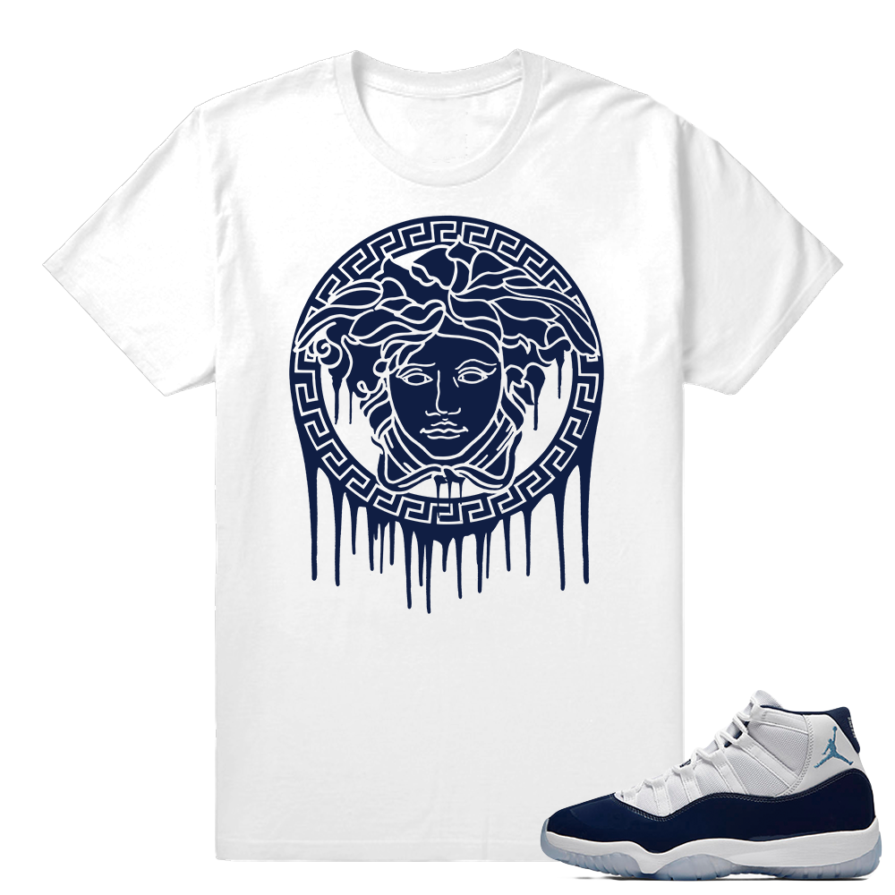 Jordan 11 Sneaker tees Midnight Navy White T shirt Medusa Drip