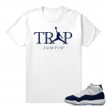 Jordan 11 Sneaker tees Midnight Navy White T shirt Trap Jumpin