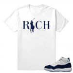 Jordan 11 Sneaker tees Midnight Navy White t shirt Country Club Rich