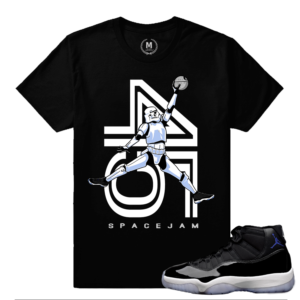 Match Jordan 11 Space Jam | Space Jam Trooper | Black T shirt