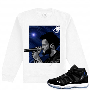 Match Jordan 11 Space Jam | Cole World | White Crewneck Sweatshirt