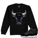 Match Jordan 11 Space Jam | Space Jam Bull | Black Crewneck Sweatshirt