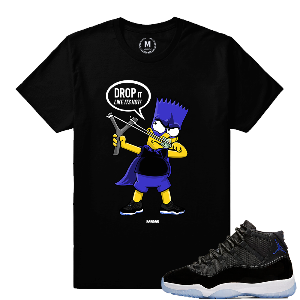 Match Jordan 11 Space Jam | Bart Drop it Like its Hot | Black T shirt