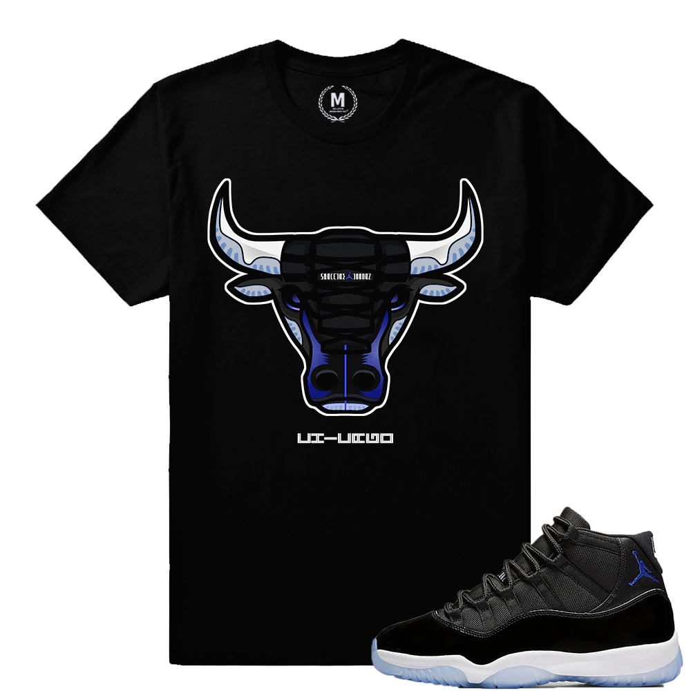 Match Jordan 11 Space Jam | Space Jam Bull | Black T shirt