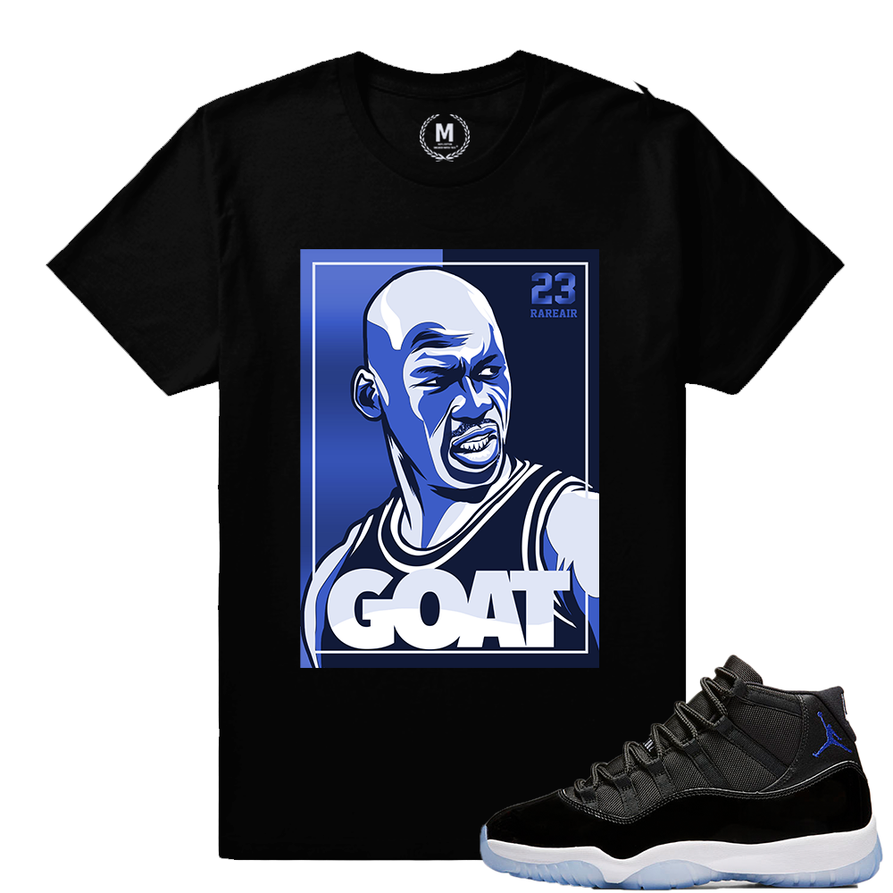 Match Jordan 11 Space Jam | Goat Stare down | Black T shirt