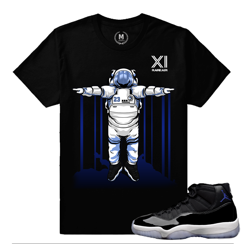 Match Jordan 11 Space Jam | Space Jam Lift off | Black T shirt