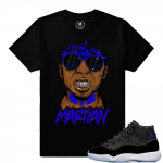 Match Jordan 11 Space Jam | Space Jam Martian | Black T shirt