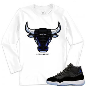 Match Jordan 11 Space Jam | Space Jam Bull | White Long Sleeve Shirt