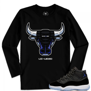 Match Jordan 11 Space Jam | Space Jam Bull | Black Long Sleeve Shirt