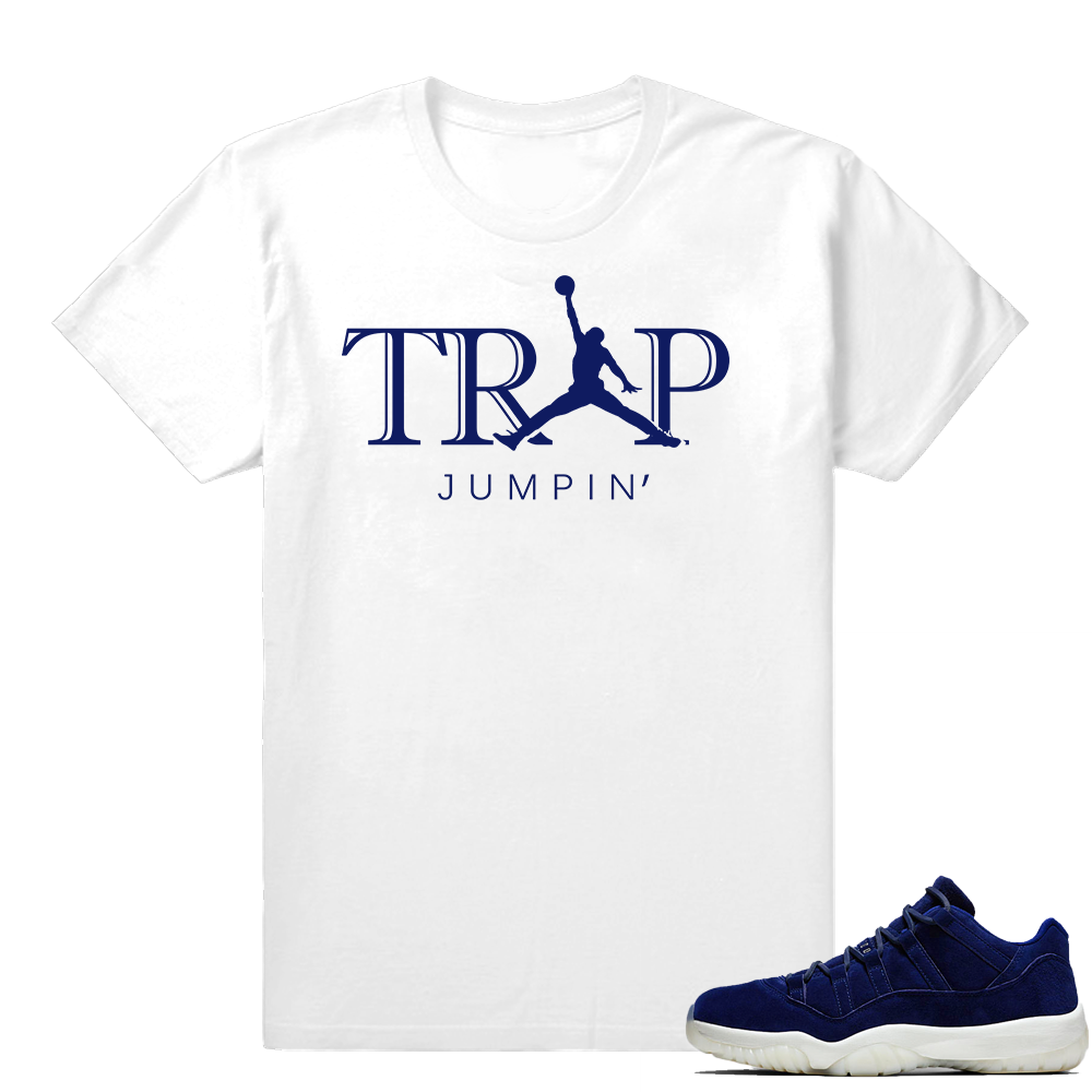 Jordan 11 low Jeter match shirt  Trap Jumpin  White tee