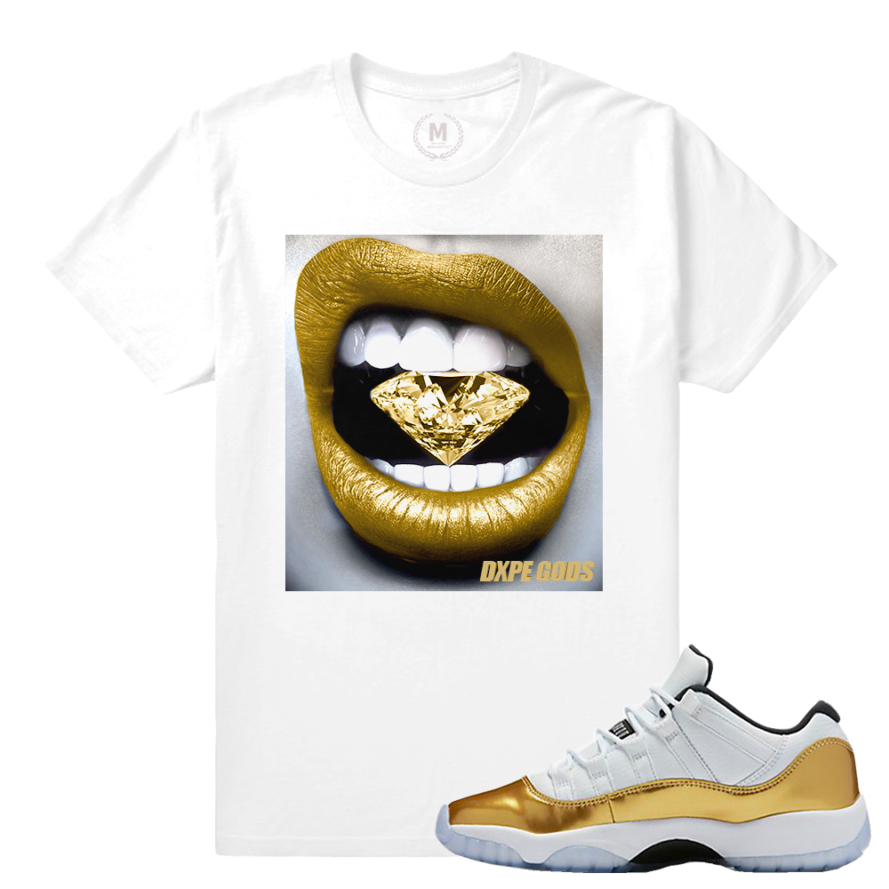 Match Jordan 11 Low Gold Closing Ceremony | Diamond Lips | White T shirt