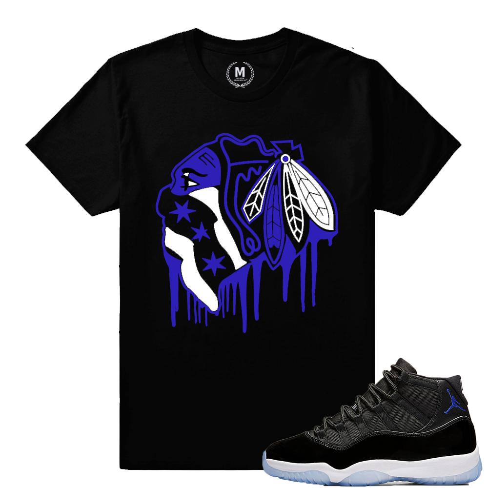 Match Jordan 11 Space Jam | Black Hawks Drip | Black T shirt