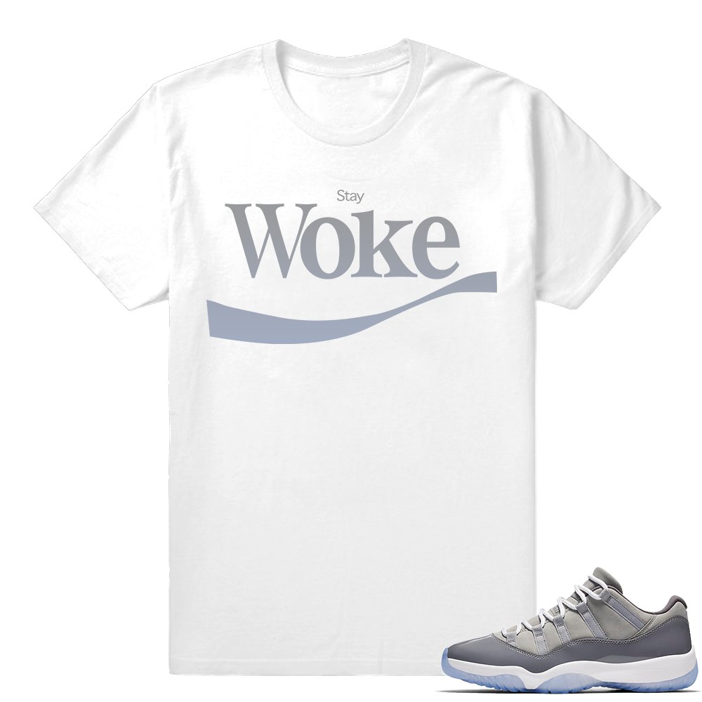 Jordan 11 shirt Cool Grey  Stay Woke  White tee