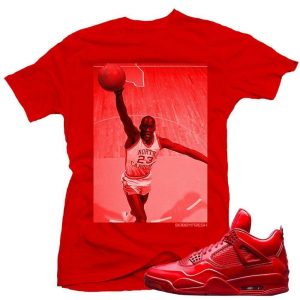 Jordan 11lab4 Red shirts to match 'Scholar Red' White Sneaker Tees shirt