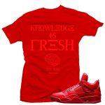 Jordan 11lab4 Red shirts to match 'Knowledge' White Sneaker Tees shirt