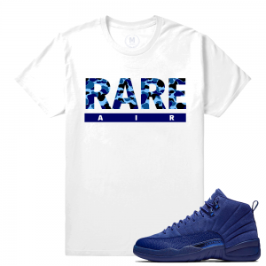 Match Jordan 12 Blue Suede | Rare Air Camo | White T shirt