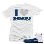 Match French Blue 12 Jordan Retros | 'I Love Sneakers' | White T shirt