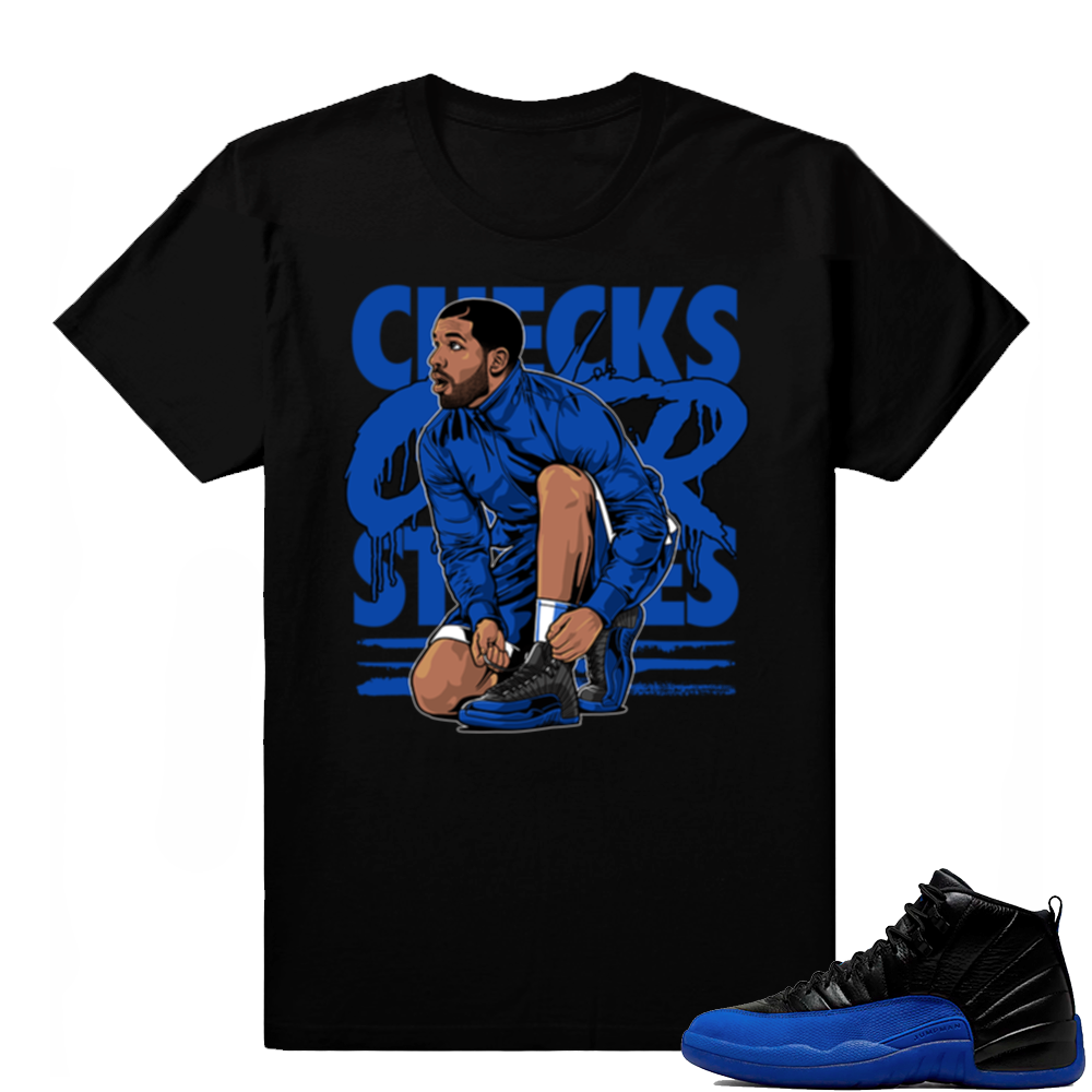 Game Royal 12s | Check Over Stripes | Black shirt