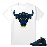 Jordan 12 Michigan shirt  Rare Air Bull 12s  White Tee