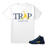 Jordan 12 shirt Michigan 12s  Trap Jumpin  White Tee