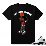 Jordan 13 He Got Game shirt match sneakers  He Got Game Jumper  Black tee